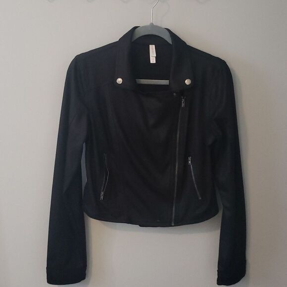 Xhileration Jacket Womens Medium Front Asymmetric Zip Moto Bomber - Picture 1 of 7